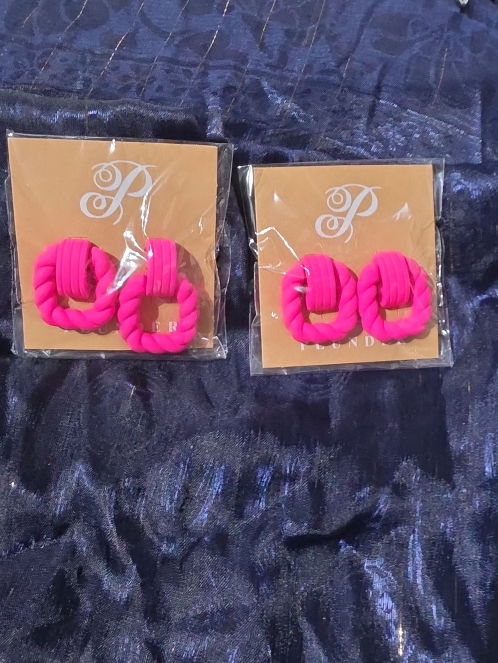 Plunder Hot Pink Twisted Hoop Earrings - Set of 2